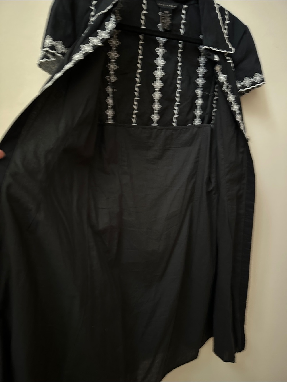 Anne Carson Black Dress with White Embroidered Stripes - Picture 8 of 15